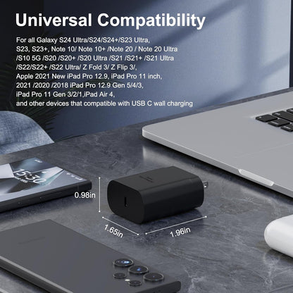 Samsung USB-C Super Fast Charging Power Adapter,25W PD Charger Block for Samsung Galaxy S25 Ultra/S25/S25+/S24 Ultra/S24/S24+/S23 Ultra/S23/S23+/S22/S22 Ultra/S22+/Note 20/S20/S21/S10, Tab S8(2 Pack)