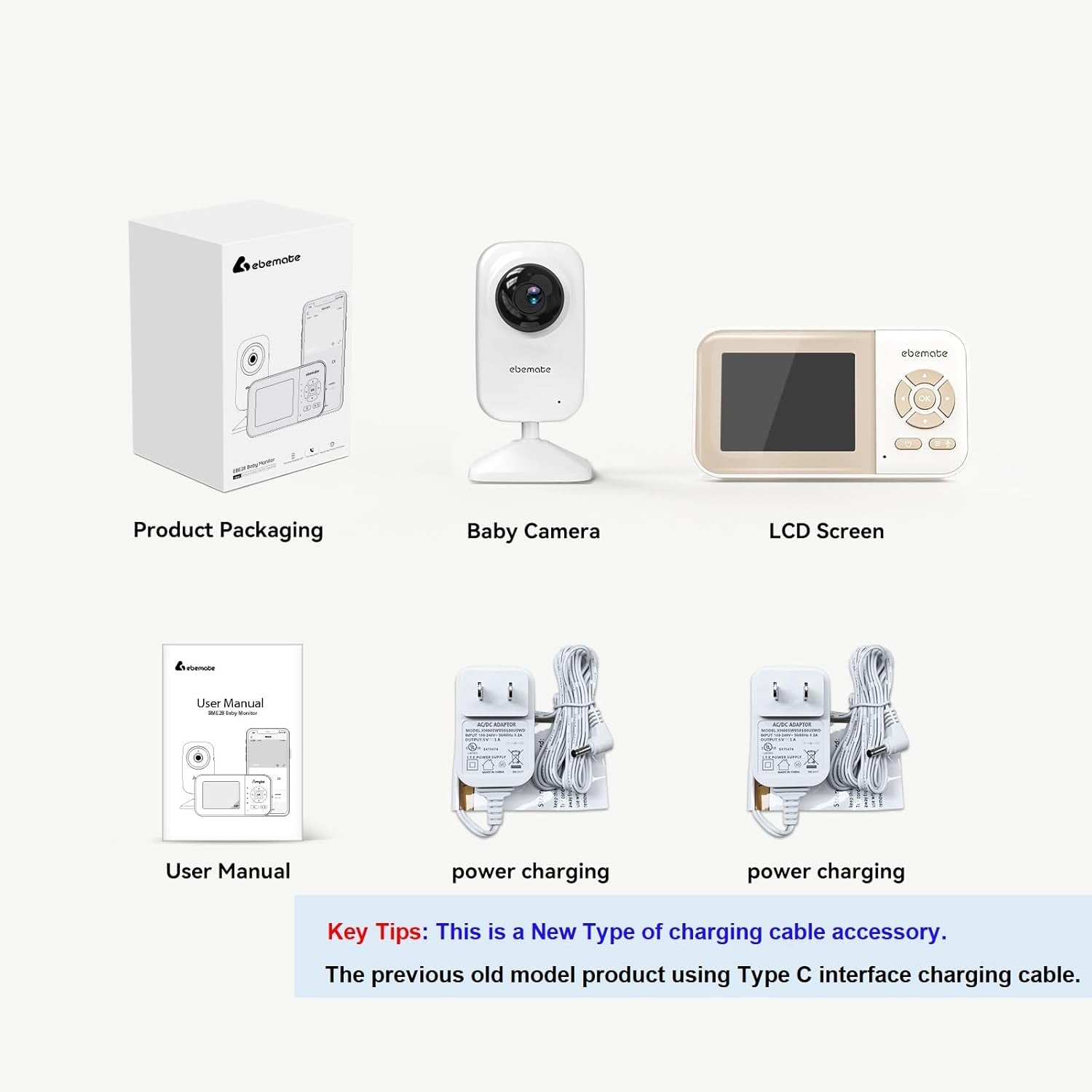 Video Baby Monitor Camera with 2.8" LCD Screen Video & Audio No Glow Night Vision,2-Way Talk Audio Cam Baby Monitoring 1200FT Range EBE28