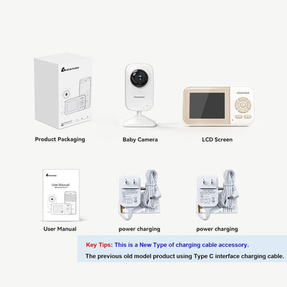 Video Baby Monitor Camera with 2.8" LCD Screen Video & Audio No Glow Night Vision,2-Way Talk Audio Cam Baby Monitoring 1200FT Range EBE28